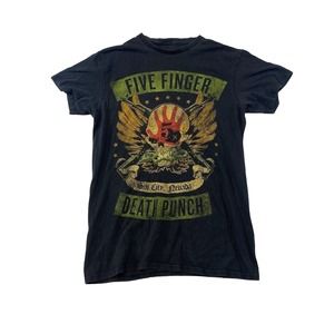 Five Finger Death Punch Band Tee Thrifted Vintage Style Size S